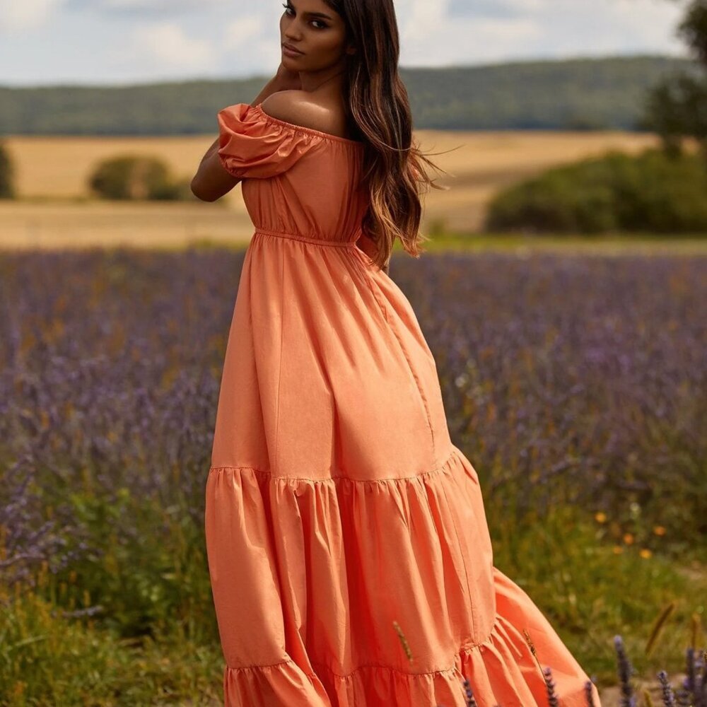 The Marni Maxi Dress showcases a bright orange hue - Picture 4 of 4